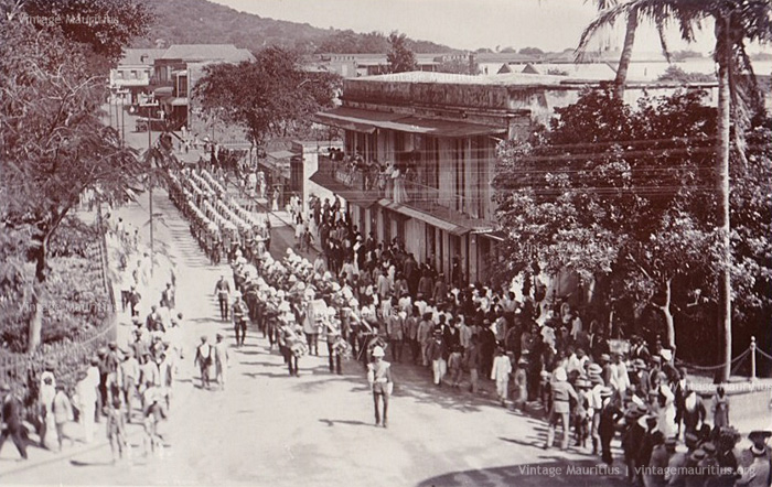 Port Louis - Guards of Honour Marching to the Government House on La Chaussée Street - 1920s