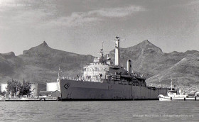 HMS Intrepid in Port Louis Harbour - 1970s