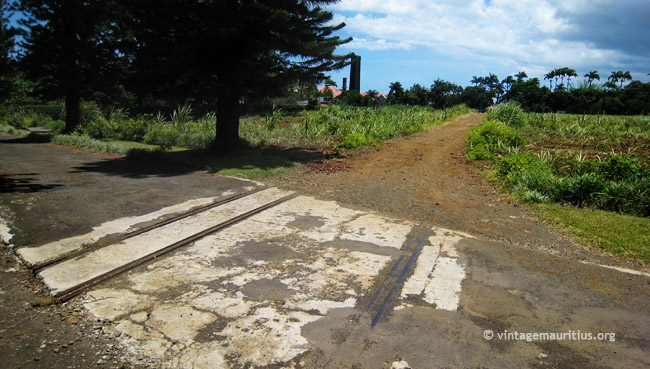 Railway tracks entering the Sugar Estate, seen at the far end.